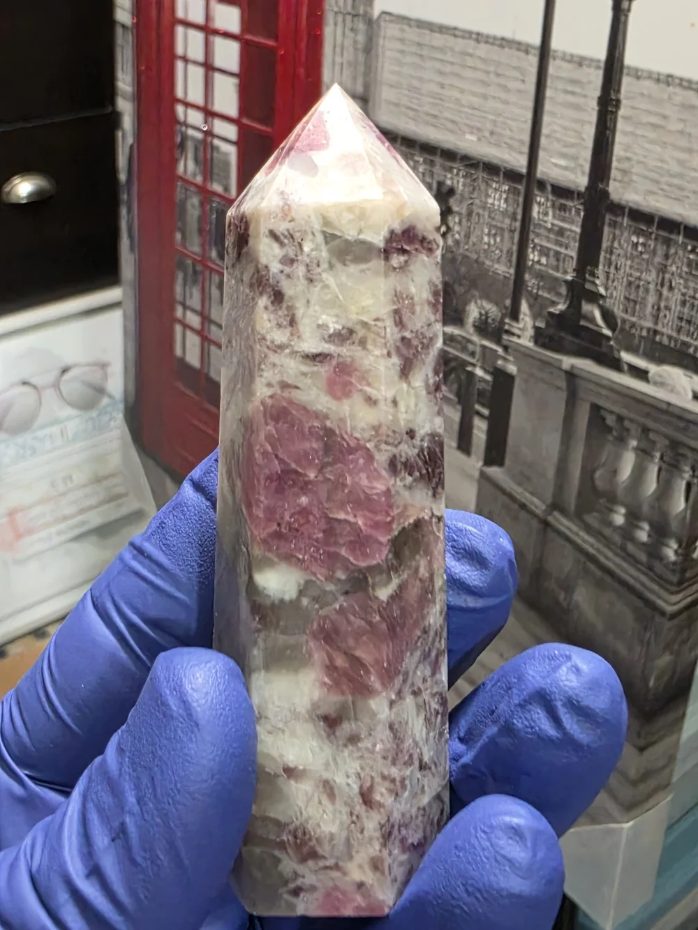 Pink tourmaline tower, also known as a Rubellite tower